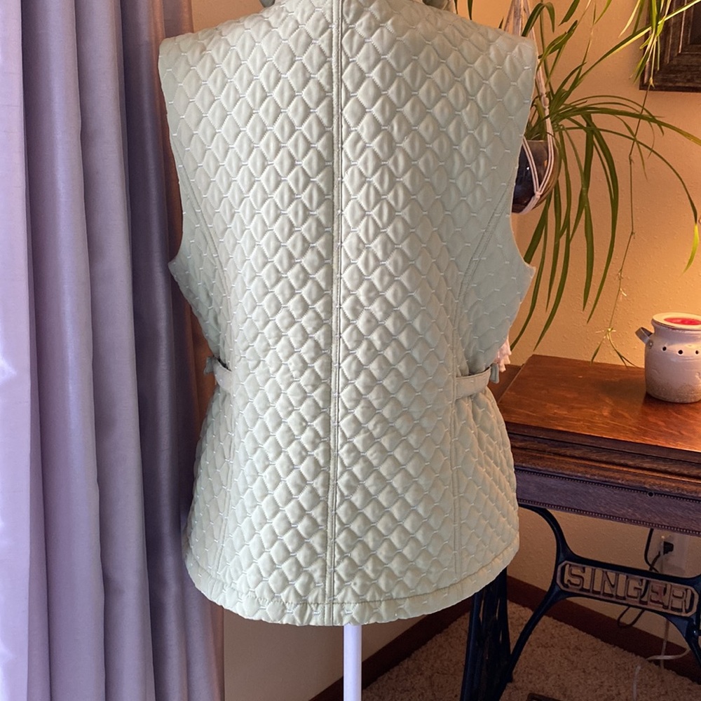 Nordstrom Gallery Lime Green Quilted Collar Vest Size L - Picture 4 of 8
